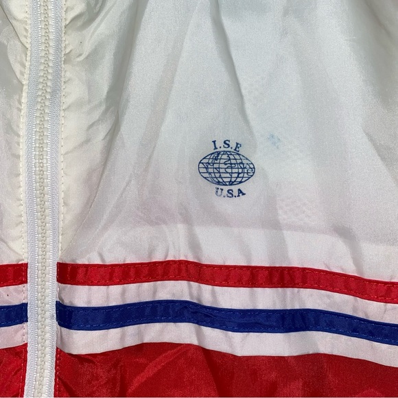 VTG Windbreaker Jacket Mens Medium Red Blue Full Zip Nylon International Sports - Picture 5 of 13